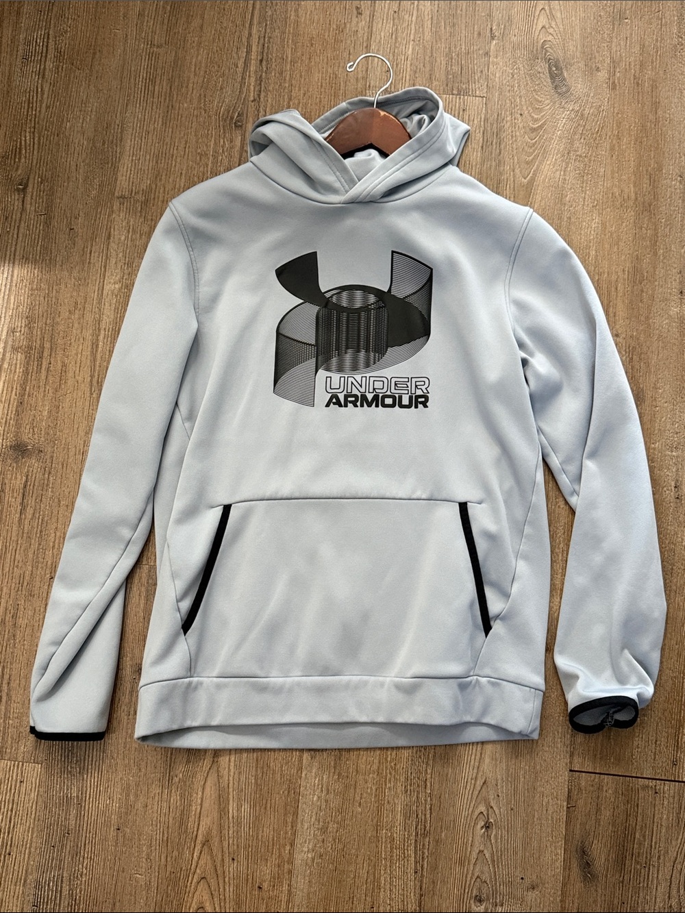 Under Armour Youth Light Gray Crewneck Hoodie with Black Logo